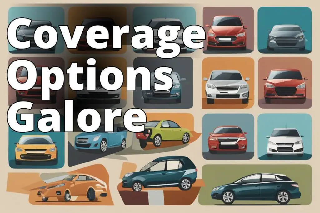 A collage of different types of cars with various insurance coverage options overlaying each car